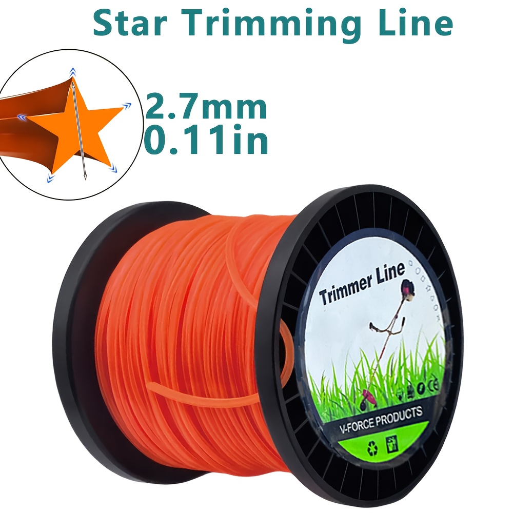 E-shop Gewerbliches Schneidschnur mit einer Dicke von 2,7/3,0 mm, langlebig für Rasenmäher – 2755,91 Zoll lang, orange, hochfester Ersatzfaden für