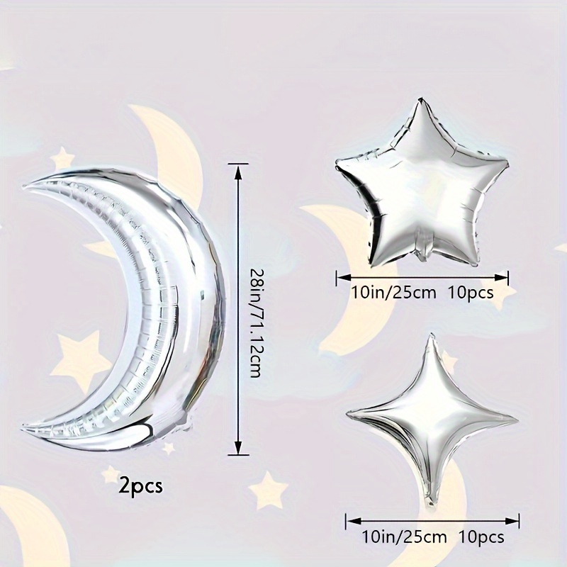 22pcs silvery star   balloons eid al fitr space theme birthday anniversary graduation holiday celebration decor indoor outdoor party supplies