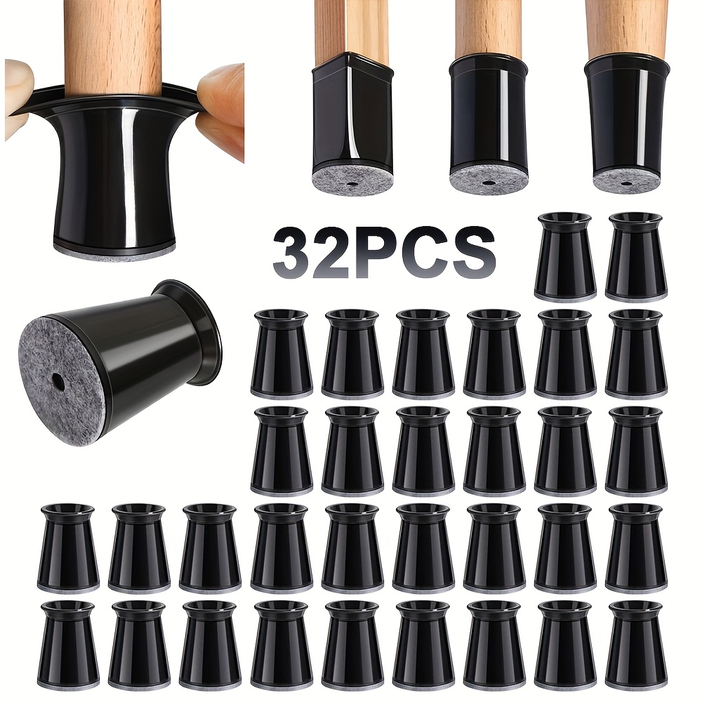 Image of 32pcs Set Of Chair Leg Floor Protection Pads, Chair Foot Covers, Protective Floor Felt Pads, Furniture Leg Covers For Anti Slip And Noise Reduction