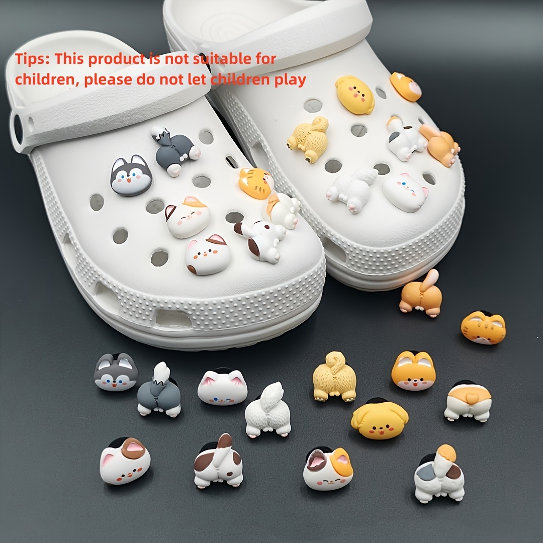 

14pcs/set Cute Cat And Dog Series Shoe Decoration Charms For Clog Sandals, Beach Bag And Slippers Accessories, Gift For Family And Friends