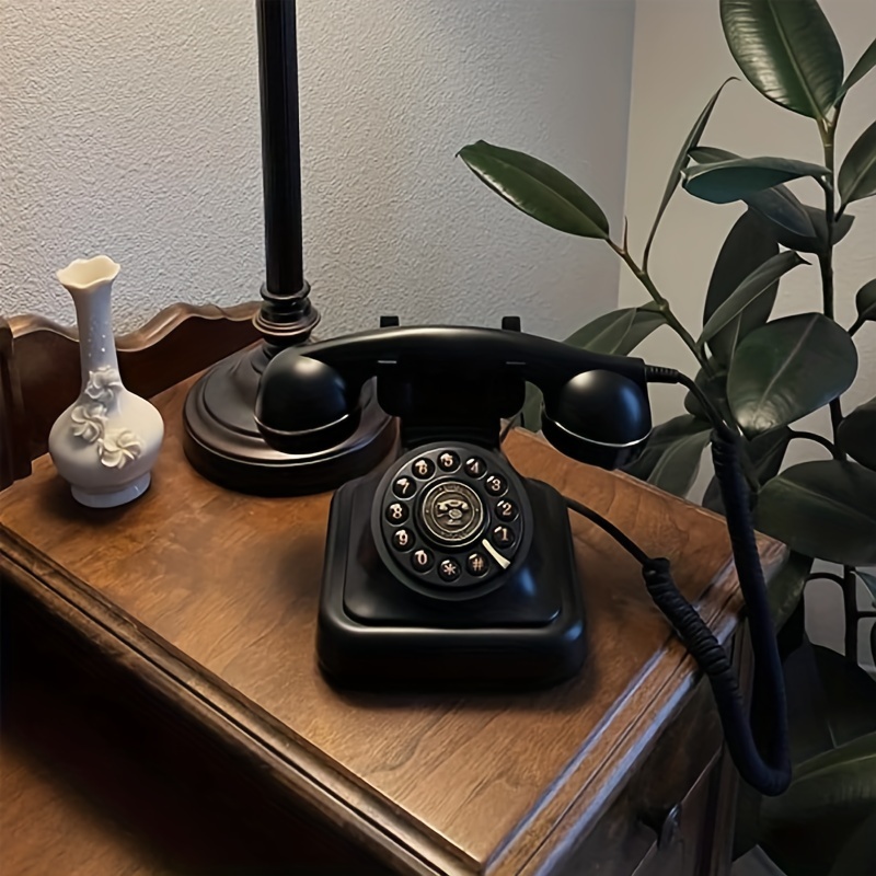 

Retro Landline Phone, Classic Wired Office Desk Phone, Vintage Dial Button Phone, Classic Retro, With , Suitable For Home And Office Use, Halloween And Christmas Gifts