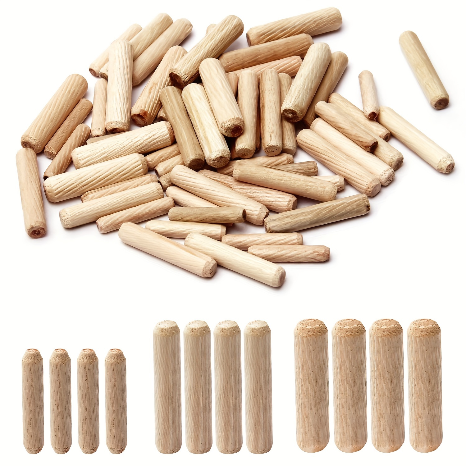 

400/300/200pcs Wooden Dowels, 6mm 8mm 10mm Wood Kiln Dry Hardwood Dowels Suitable For Furniture Diy Frame ( , Metric)