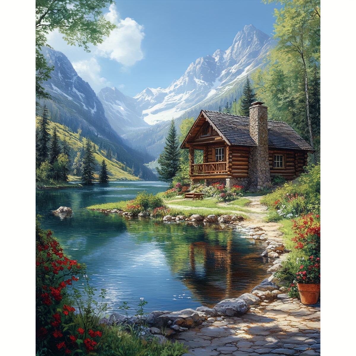 

Cottage Stitch Kit - Complete 11ct/14ct Embroidery Set For Living Room & Bedroom Decor, Includes Pattern, Fabric, Thread, Needle & Instructions, 15.7x19.7 Inches