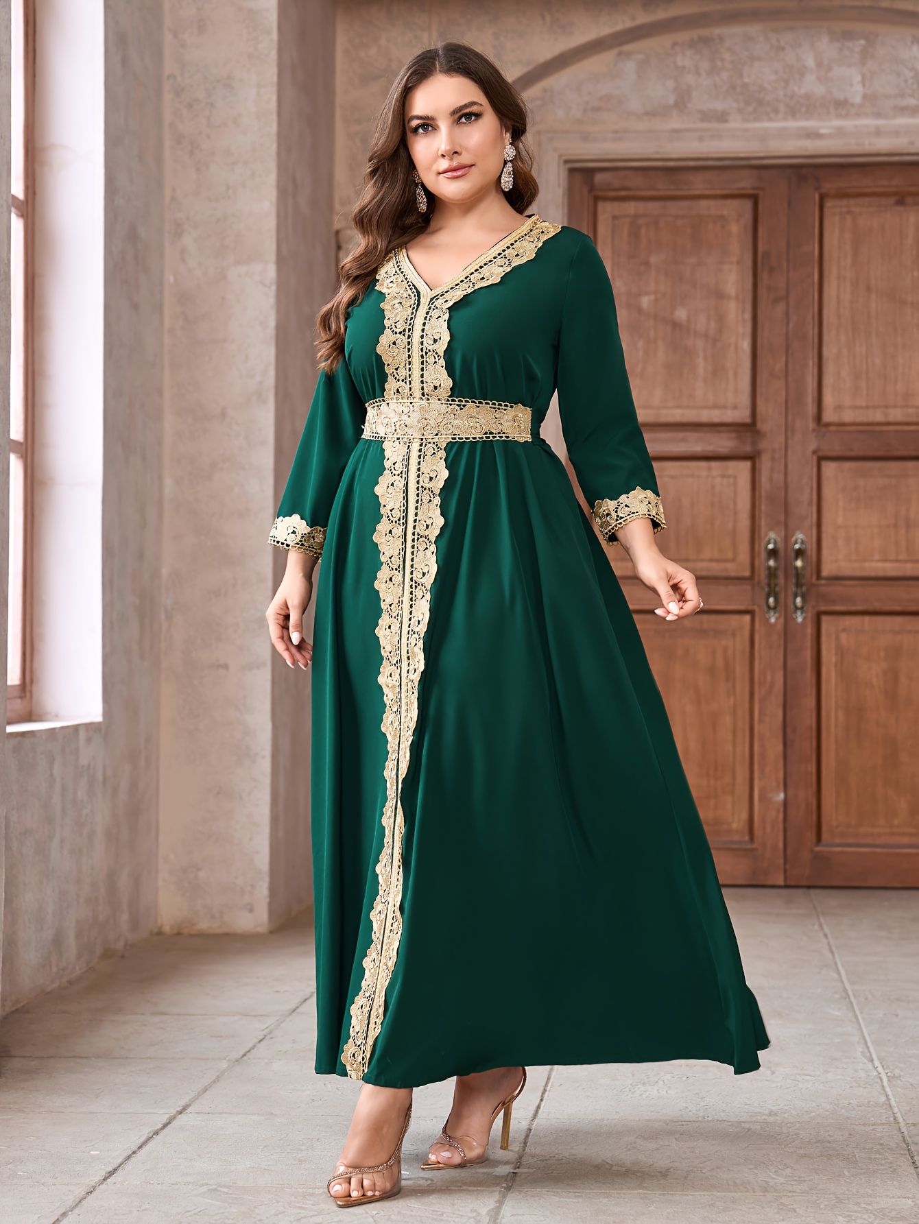 slim fit dress slacks Dubai Sage Green Muslim Evening Dress High Neck Women Wedding Party SS630 Sage Green / 14 main image 1