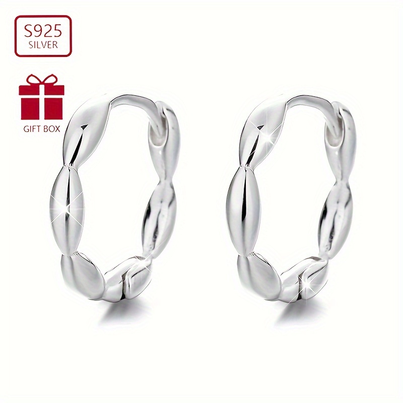 

2pcs S925 Perle d'Olivier Argent Pur Clip d'Oreille Simple Ins Froid Élégant Cadeau pour Filles Faible Allergie 2g