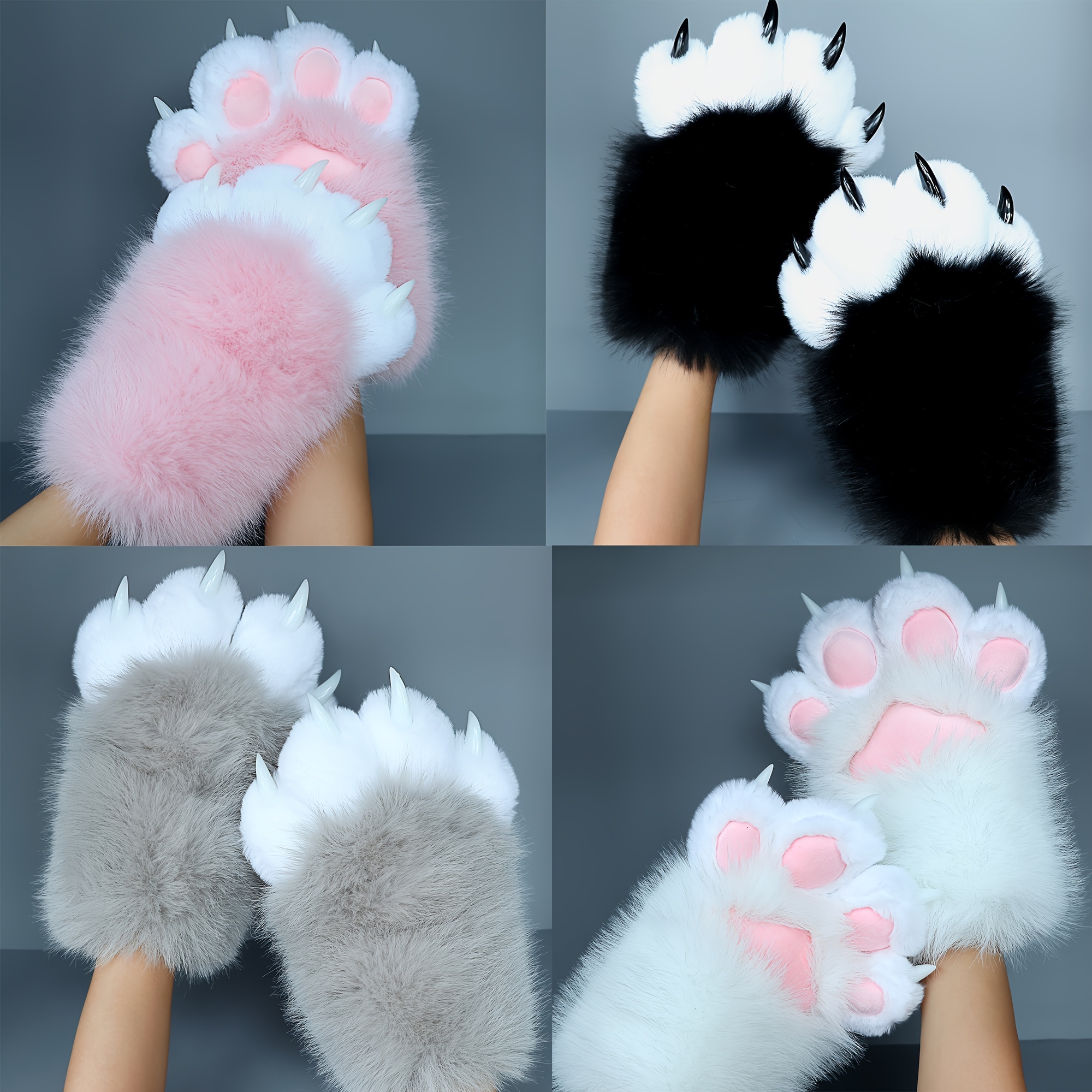 

And Fashionable Style Furry Role-playing Paw Gloves, Wearable Animal Role-playing Accessories, Cosplay Dance Party With Fur Paw Gloves