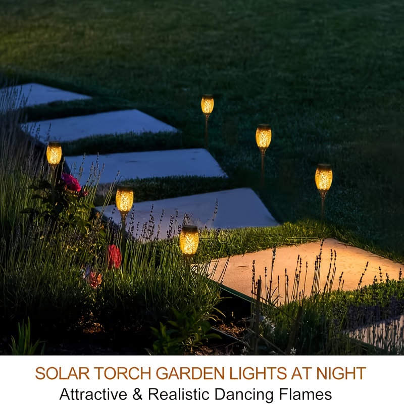 4 to 20pcs Outdoor Solar Torch Lights Warm LED Flame Effect for Yard Garden Decor IP55