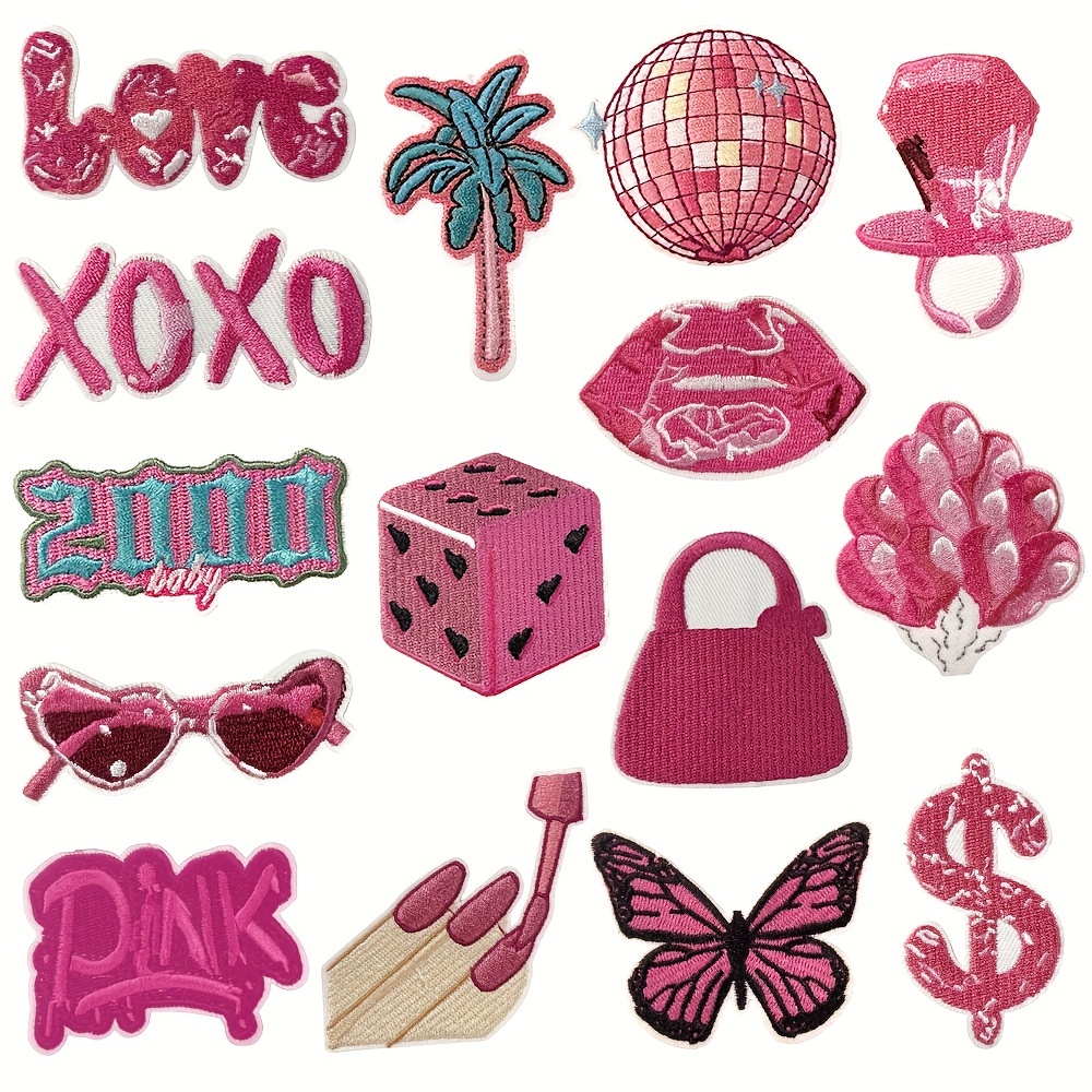 

15pcs Pink Series Iron-on Patches, Cute Backpack Decorative Patches, Embroidery Appliques For , Jackets, Jeans, Hats