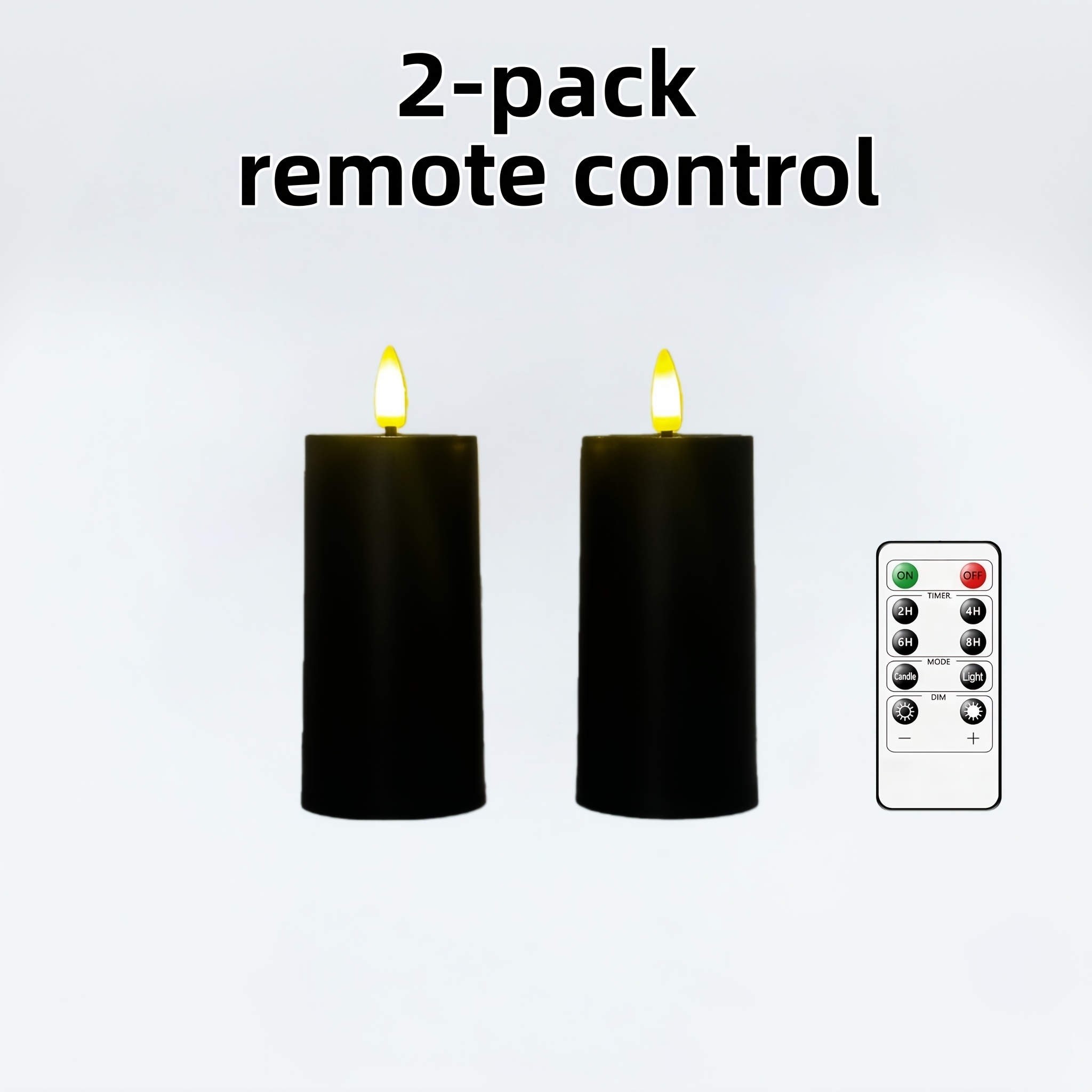 Timer Remote Control 2pcs Black Electronic Candles, Dimmable Simulated Flame, Essential Decoration For Christmas Parties / Halloween / Valentine's Day Candlelight Dinners, Safe And Smokeless