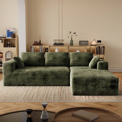 extra large l shaped sofa with chaise minimalist compressed frame no modular cloud combination couch for living room bedroom plush corduroy fabric