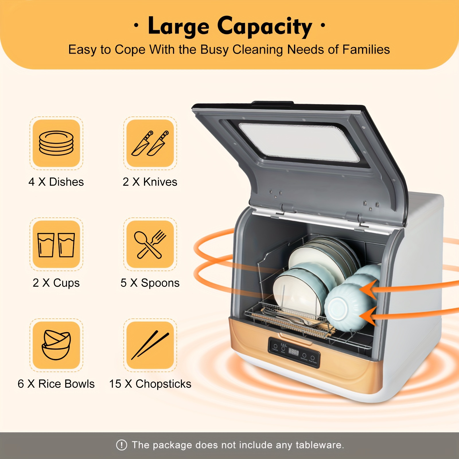 Lave-vaisselle Portable Compact - 4 Modes De Lavage - Pour Appartement, Camping Et Dortoir