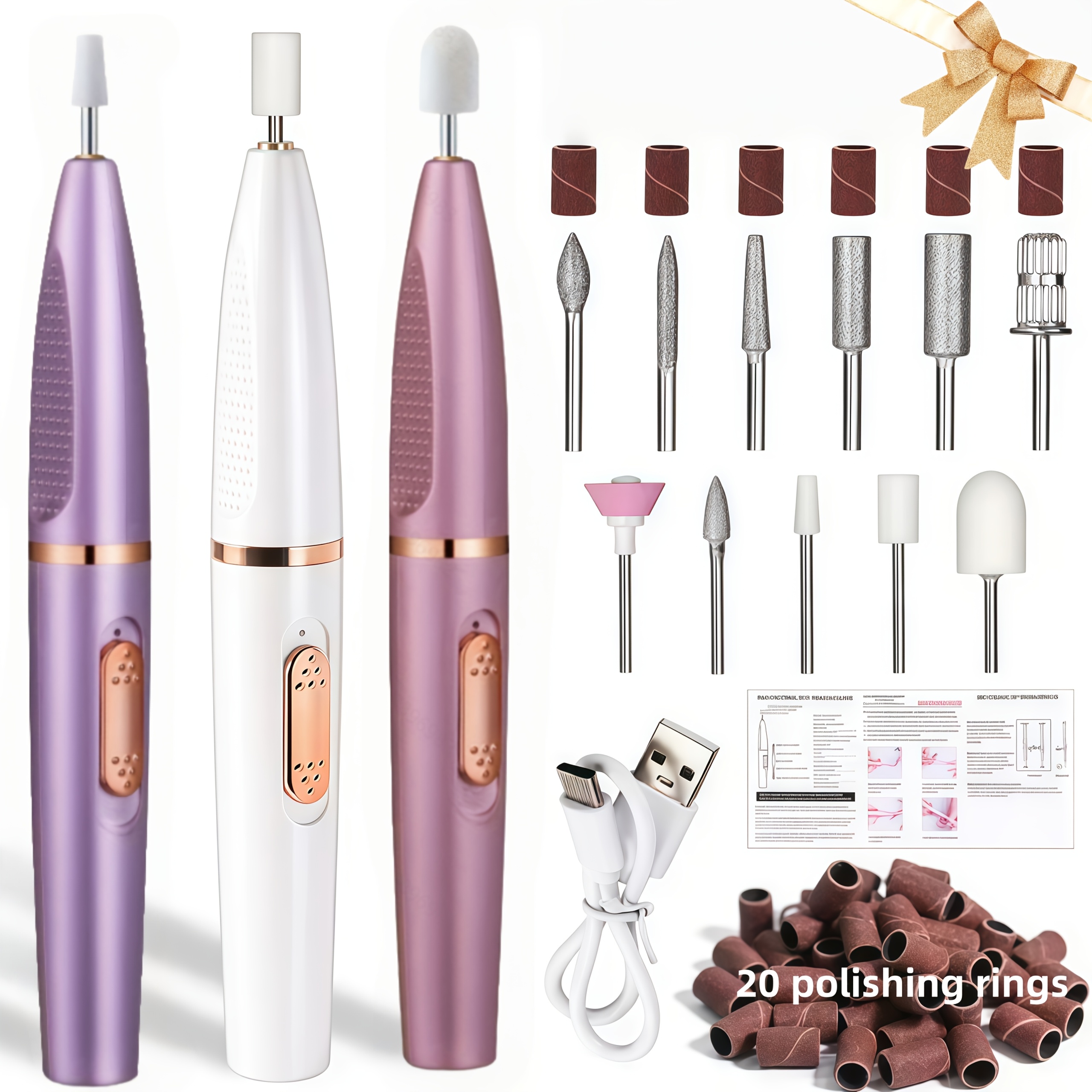 Portable Electric Nail Grinder, Acrylic Nail Set, Professional Nail Polish Kit with Variable Speed Electric Nail File Tool Suitable for Gel Nails, Includes 11 Interchangeable Heads for Pedicure Polishing And Removal — Zaynora Luxury Marketplace