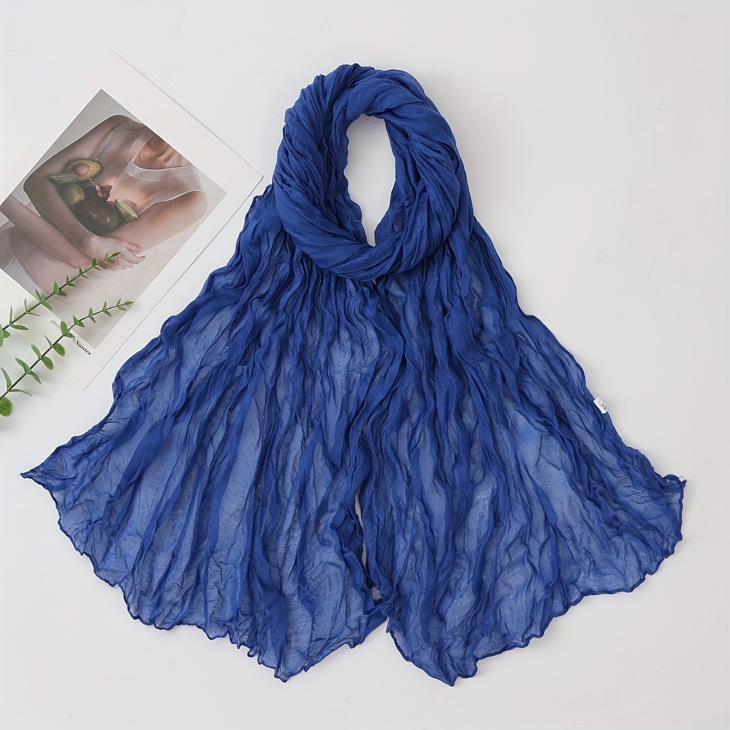 TEMU Bufanda Retro de Color Sólido Otoño Invierno con Pliegues Aplastados - Calentador de Cuello y Chal Plisado para Todas , Bufanda Delgada Versátil