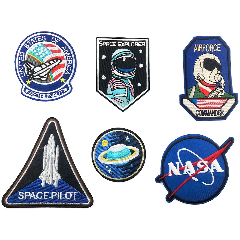 TEMU Ensemble de 6 écussons brodés sur le thème des astronautes pour hommes, parfaits pour décorer vêtements, chaussures, chapeaux et sacs