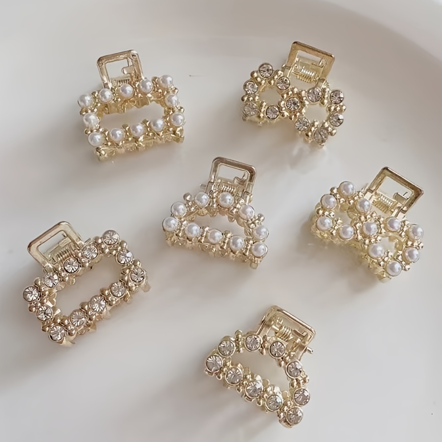 

6pcs Elegant Pearl Bow Hair Claw, Headwear For Daily And Party