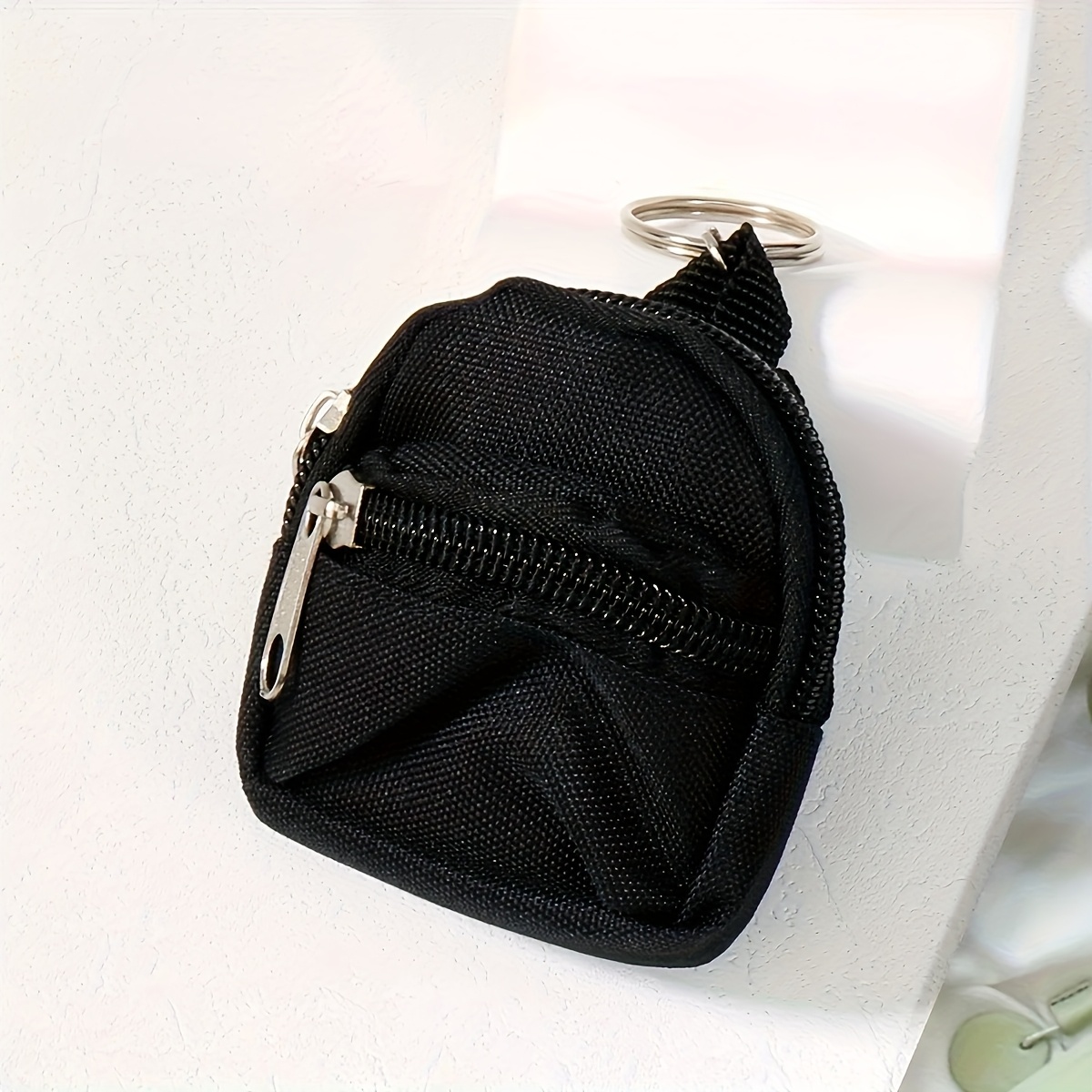 Coin Purse, Double Zipper Small Coin Purse, Pendant Mini Backpack Keychain, Key Ring, Mini Oxford Fabric Multicolor Portable Earphone Pouch