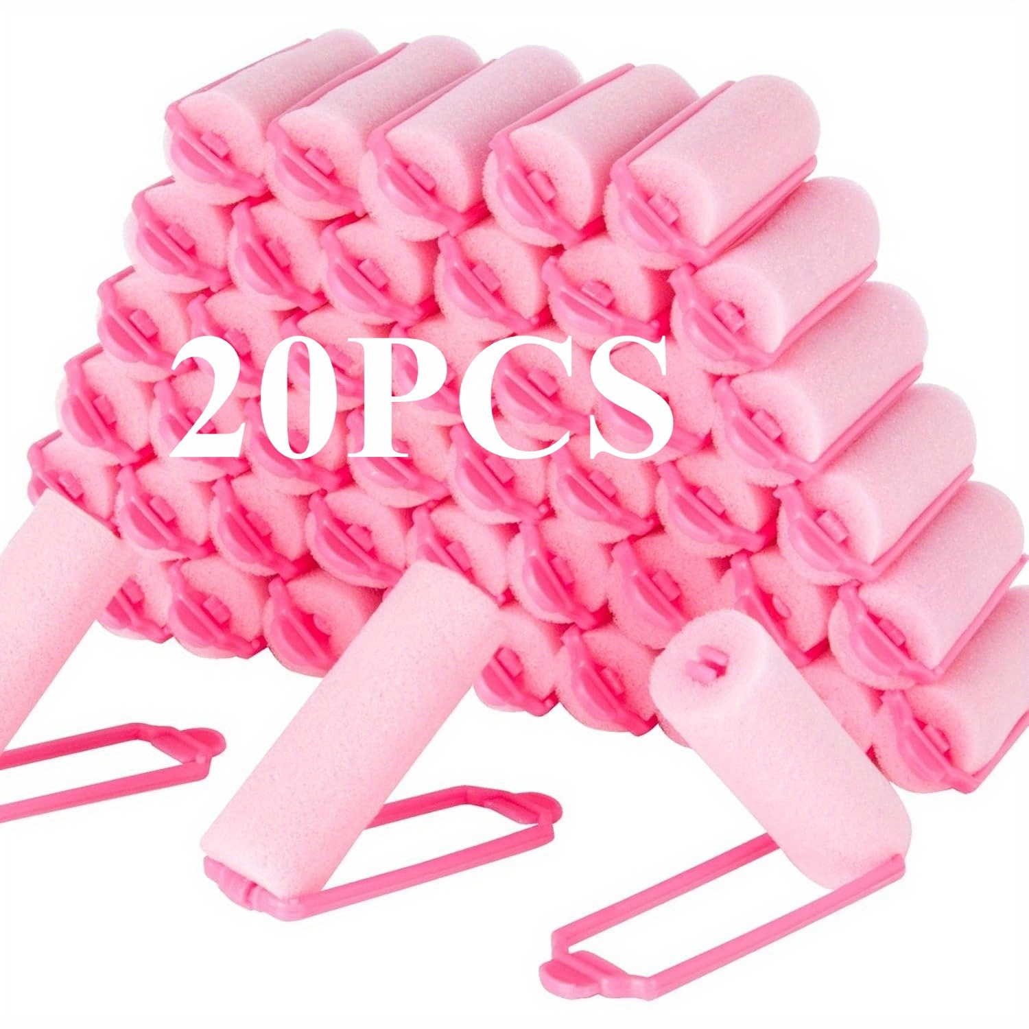 E-shop 20er-Packung Pinke Schwamm Lockenwickler | Weich, Ergonomisch, Heizfrei, Natürliche Locken, Stapelbar, Glatte Textur, Ideal für Schlaf- und