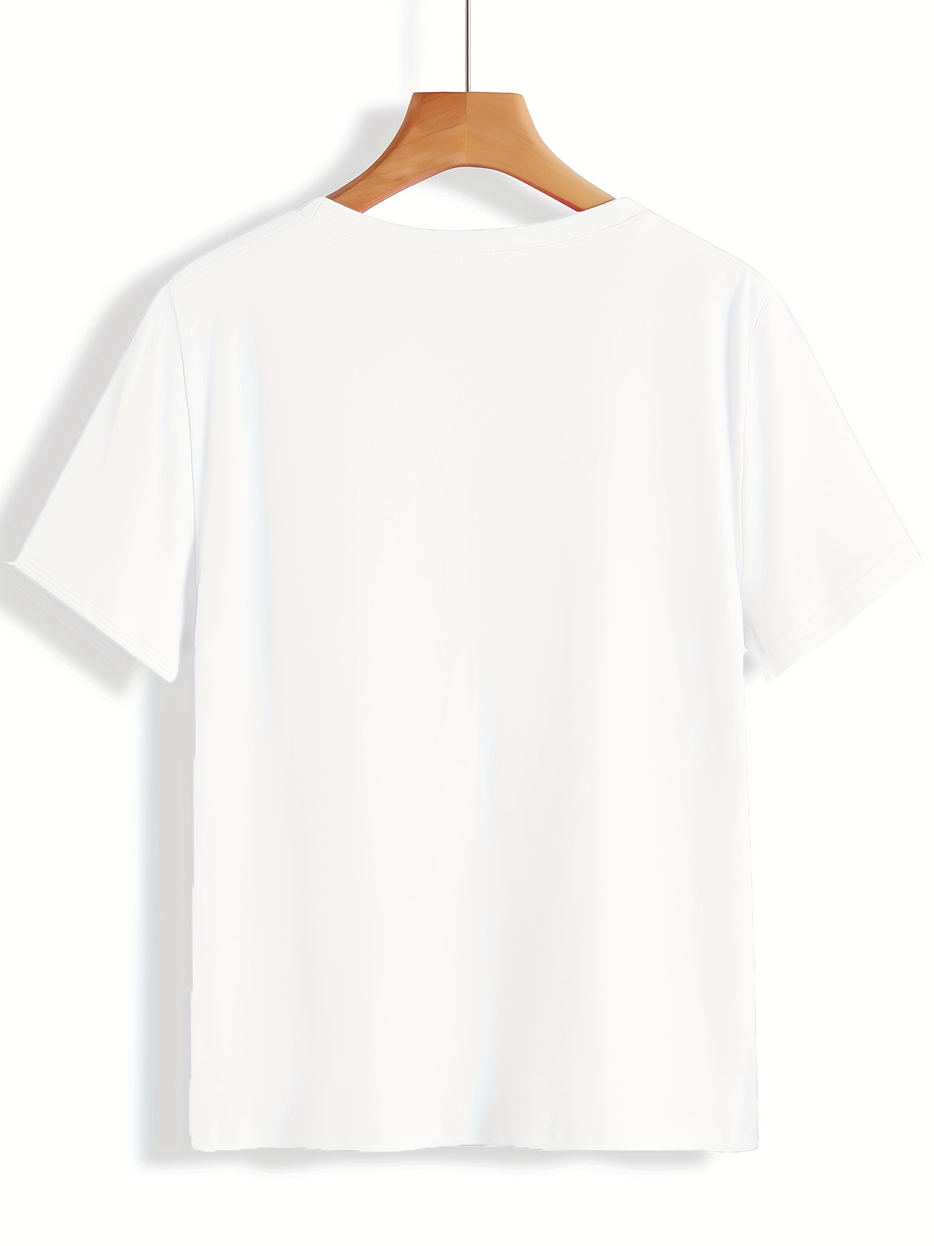 Women'S Plus Size Casual V-Neck T-Shirt, Polyester 95.0% Spandex 5.0%, Solid Color Knit Fabric, Retro Vacation Style Short Sleeve Tee for Spring/Summer, Ladies T Shirts