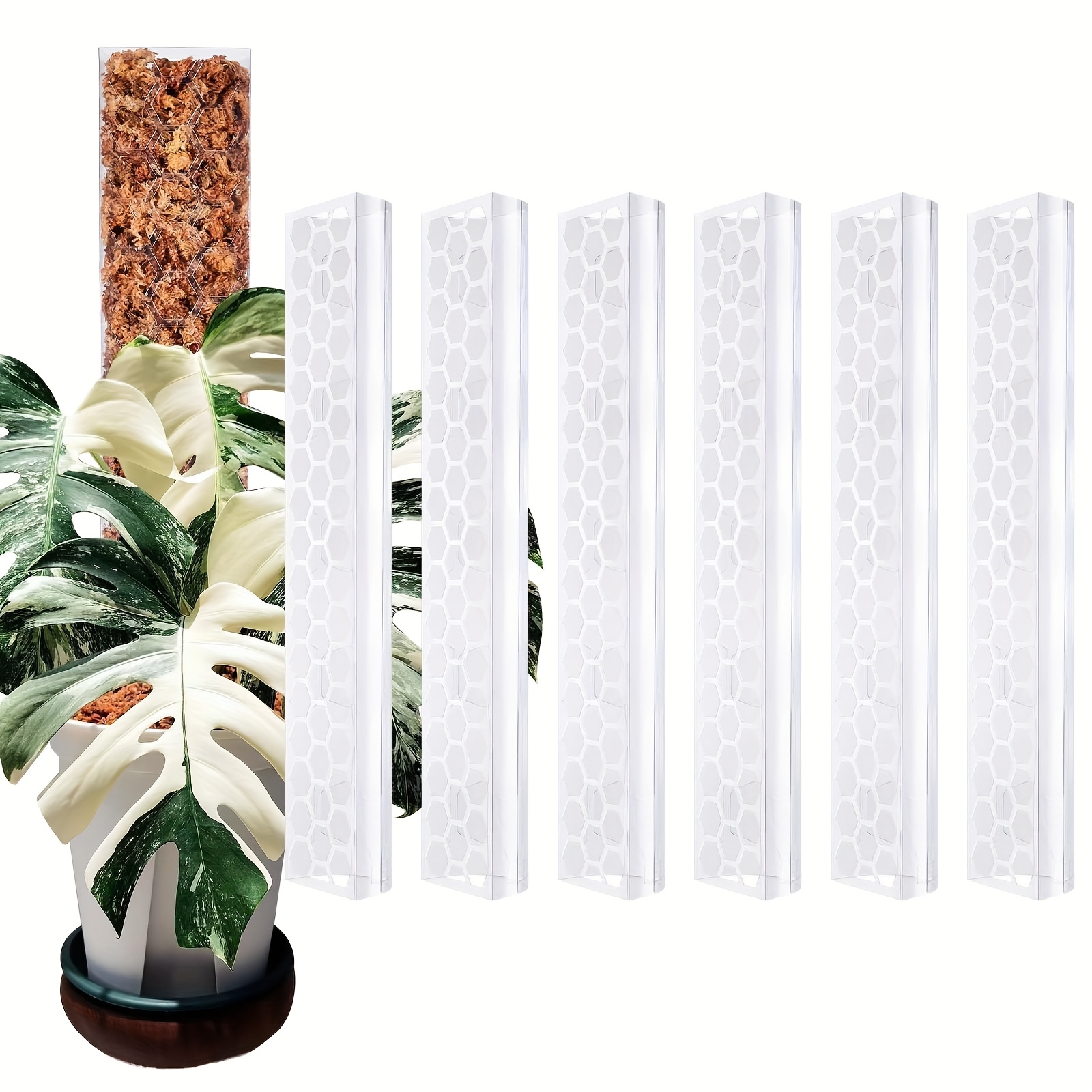 6er-Set Verstellbare Kunststoff-Moosstangen fr Kletterpflanzen -  Transparent * & Leicht, Untersttzung fr Monstera, Pothos &  Zimmergeflechte - Stapelbares Design fr Erhhte Stabilitt, Bis zu ...