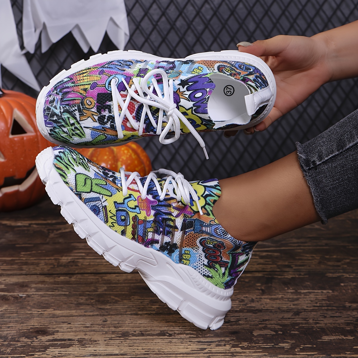 

Women's -themed Lightweight Sneakers - Breathable, All-season Sneakers With Cartoon Design