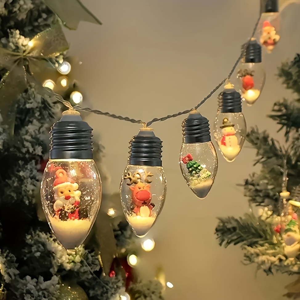 TEMU 1pc Santa Claus Christmas Tree Doll Wishing Bulb String Lights - Battery Powered 10 Led Lights For Indoor/outdoor Patio, Wedding, Holiday,