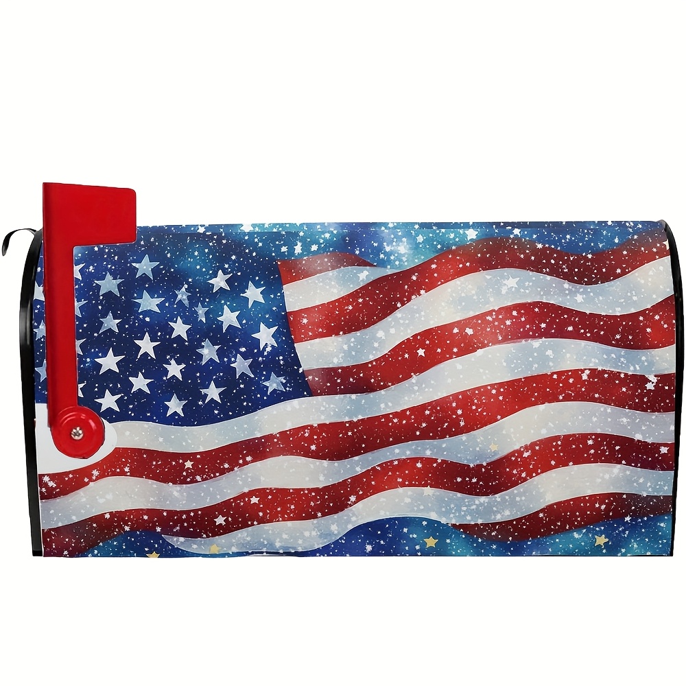 TEMU 1pc 2d Flat Printed American Flag Mailbox Cover - Magnetic, Durable Polyester Design With Stars And Stripes, Suitable For Home, Garden, Yard