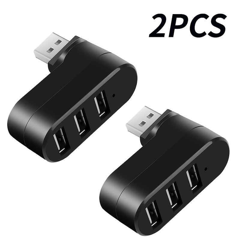 TEMU 3-port Multi 2.0 Usb 2pcs Mini Usb Rotating Splitter Adapter For Laptop Notebook For Pc Computer Additions