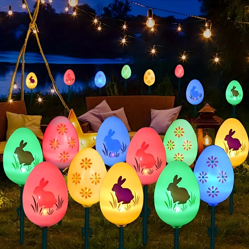 

Solar Easter Egg Lawn Lights - Color Changing Outdoor Decoration For Porch & Patio, -the-dark, Egg Shaped Pathway Light For Party Decoration