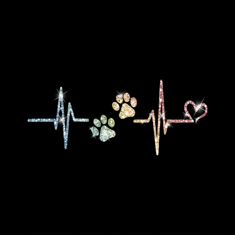 Shiny Ecg Dog Stickers, Suitable For Laptops, Car Windows, Bodywork, Bumpers, Motorcycles, Refrigerators, Suitcases