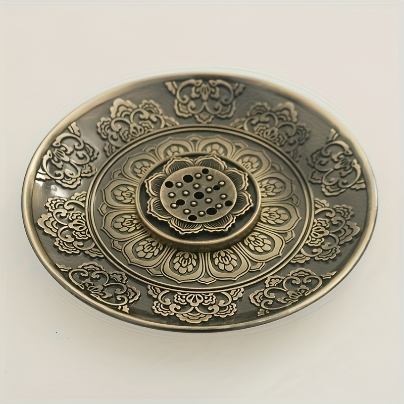 E-shop 2er-Set Lotus Zen Metall Räucherstäbchenhalter - Neun-Loch geschnitzte Räucherplatte (mit Räucherstäbchenhalter), Yoga-Legierung Räucherständer