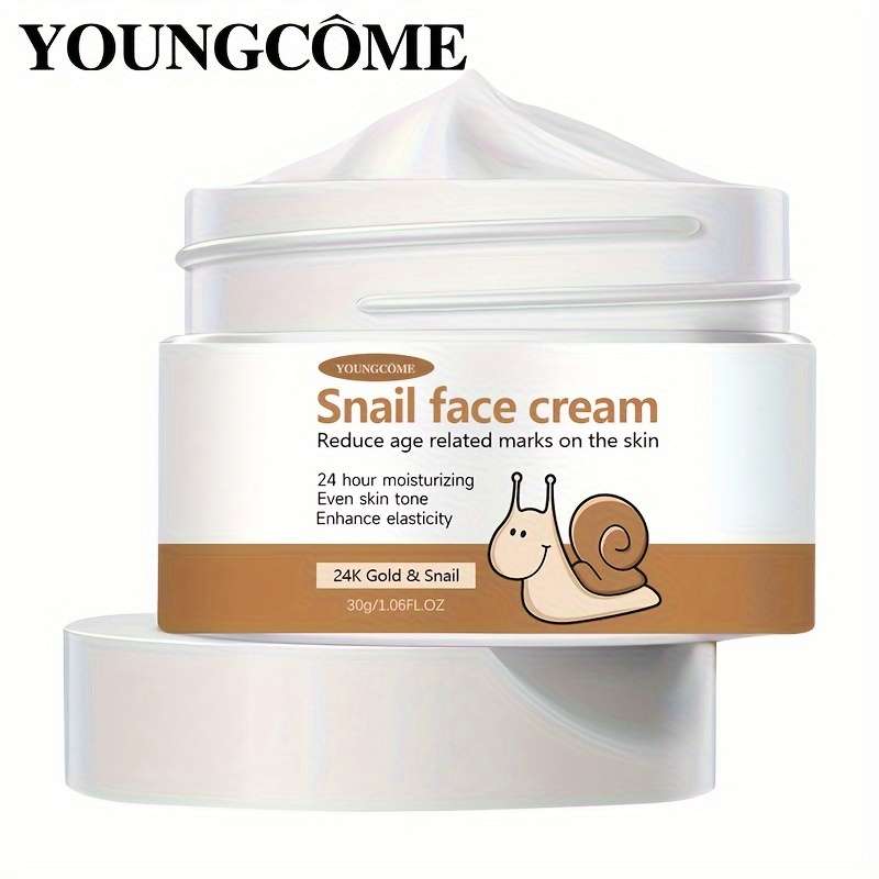 

Youngcome 24k Gold Snail Face Cream With Hyaluronic Acid, Glycerin, Collagen, Retinol & Vitamin E - Hypoallergenic Moisturizing Cream For All Skin Types - Enhance Elasticity & Brighten Dull Skin