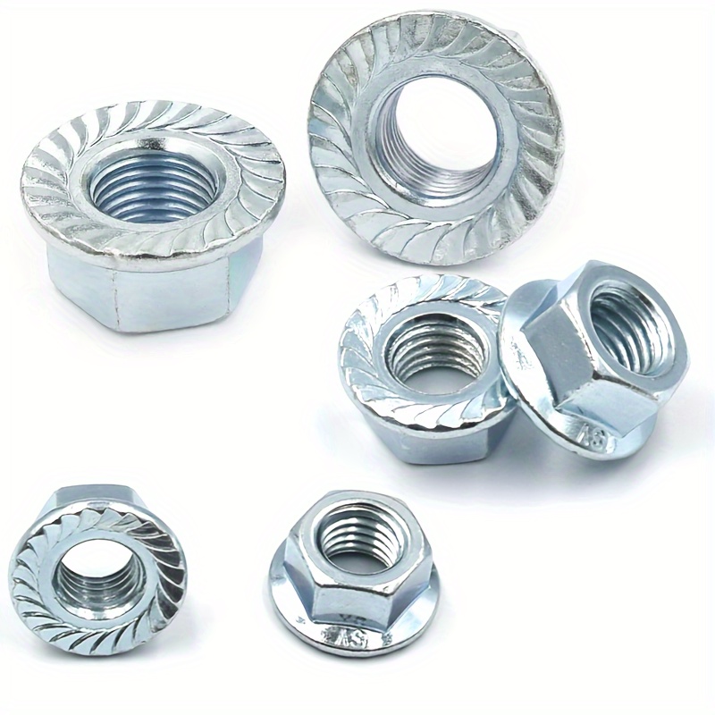 

100pcs Zinc-plated Flange Nut External Hexagon Non-slip Zinc-plated Screw Cap With Tooth Flower Tooth Flange Anti-slip Nut Flange Nut