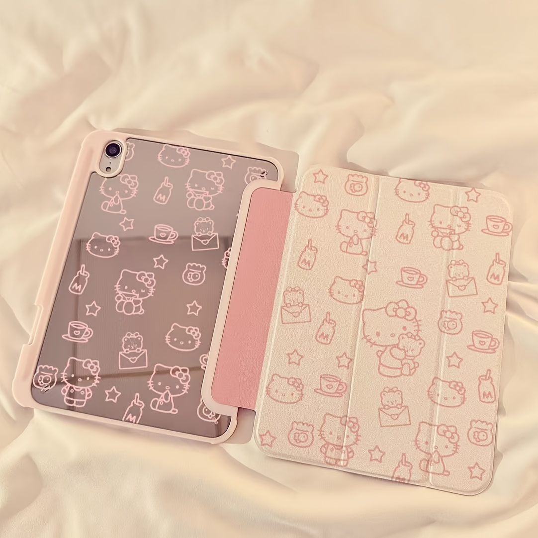1pc Cartoon Minimalist Hello Kitty Multi-fold Tablet Case For Ipad 11 2025/air 7 2025/10.9//5/6/10.2/pro 11/10th/9.7/10.5/mini6/7 With Sleep/wake Function