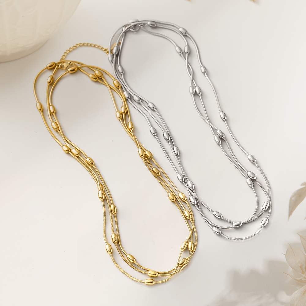 Women's Three-layer Layered Collarbone Chain Necklace, Vintage Style