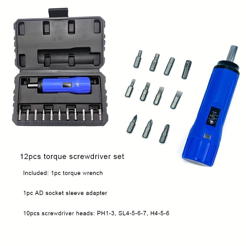 TEMU 12pcs Adjustable Torque Screwdriver - Durable Steel, With Bidirectional Precise Locking, Suitable For Electronic And Mechanical Applications