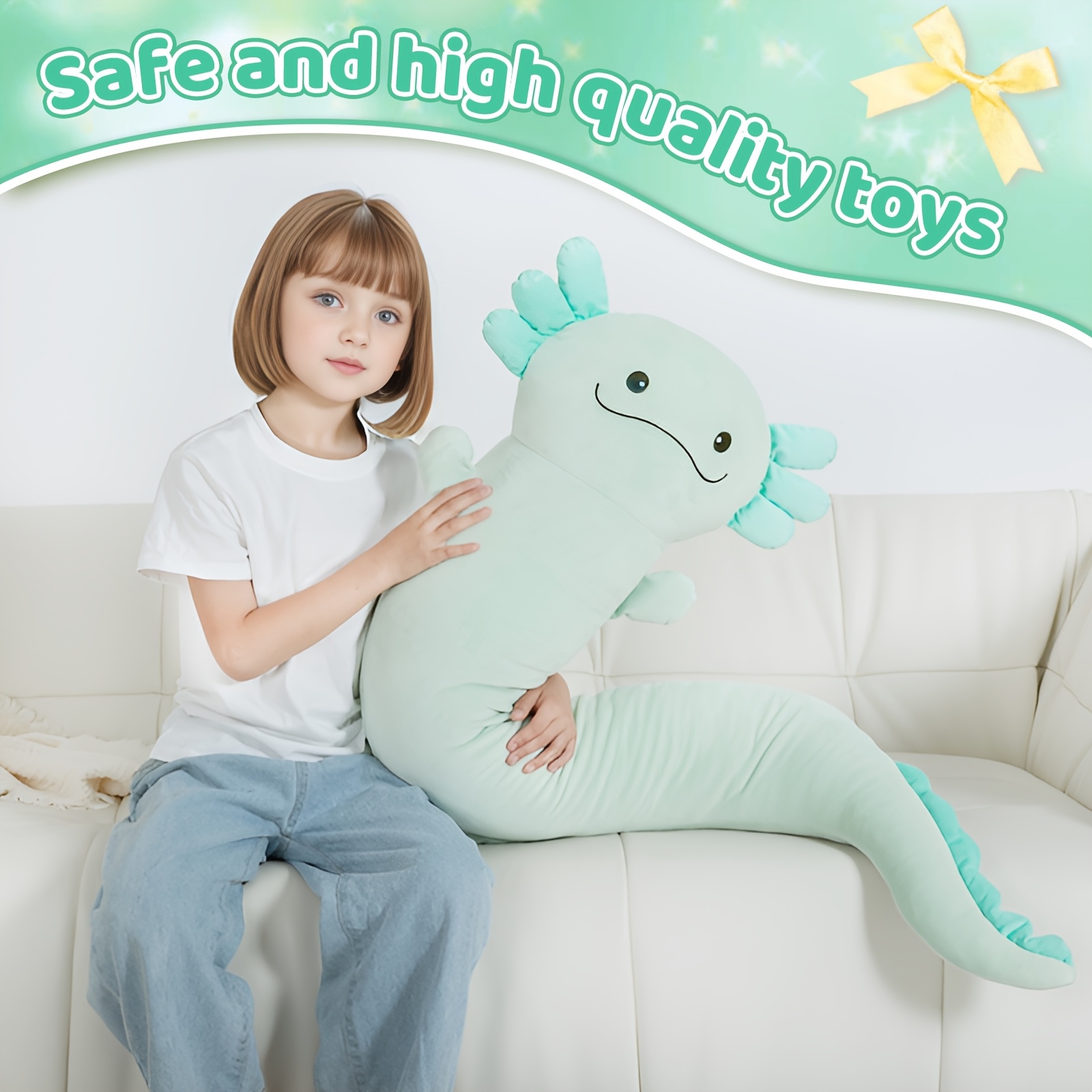 Sausudols Axolotl Plüschtier 70 Cm – Süßes Kuscheltier, Weich, Waschbar, In Geschenkbox