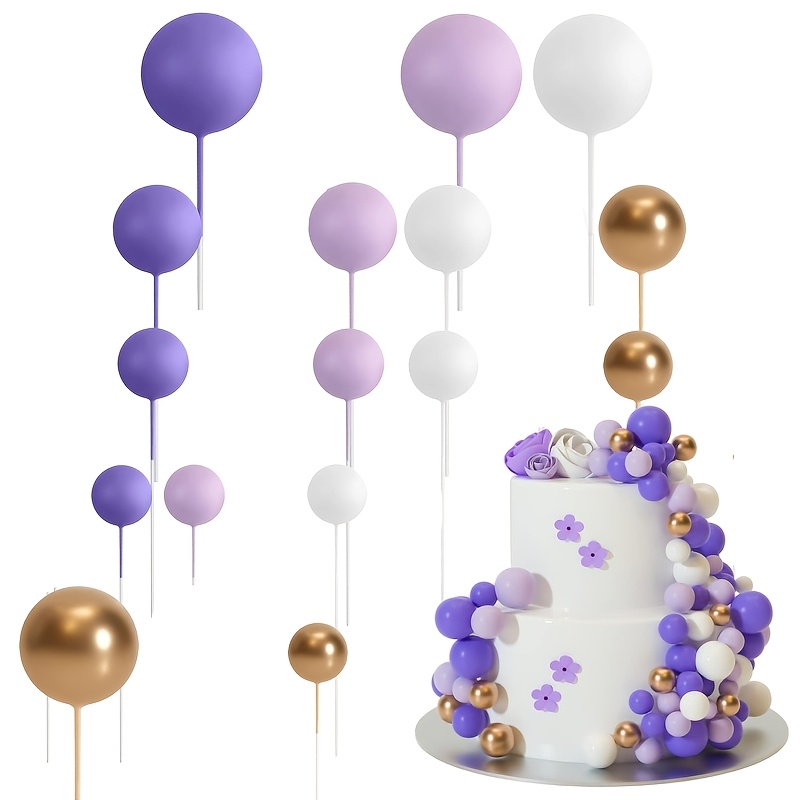 16pcs Cake Decoration Balls Set – 4- Foam Cake Toppers For Birthday Cakes, Wedding Cakes, Party Dessert Table Centerpieces, Diy Cake Plug-in Decorations And Event Styling