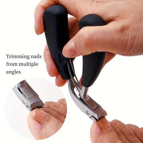 senior support stainless steel nail clippers with blades heavy duty nail clippers with curved design large opening suitable for thick nails elderly friendly no splash accurate trimming of mens toenails long handle with tilted