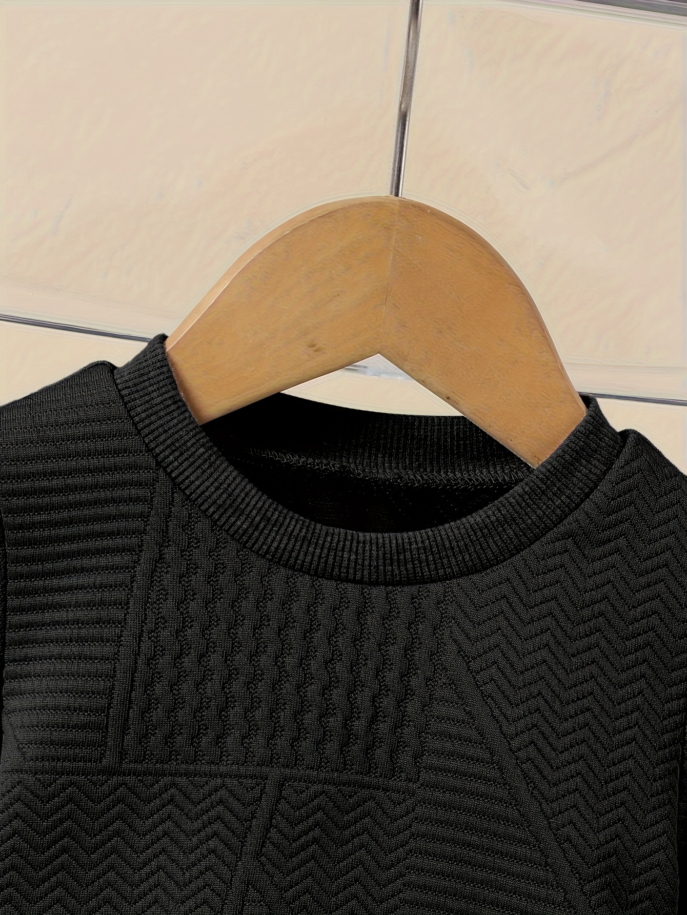 Jongens 2-delige Lente/Herfst Outfit Set - Geometrische Textuur Sweatshirt met Lange Mouwen & Ronde Hals & Stretch Jeans, Casual Stijl, Effen Kleur, Losse Pasvorm, Perfect voor Dagelijks Reizen, voor Buiten