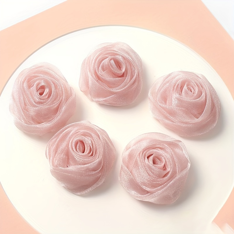 

6pcs 1.8" Chiffon Rose Rolls - Organza Flower Accents For Diy Crafts, Hair Clips & Home Decor | Christmas, Easter, Valentine's, Day & Graduation