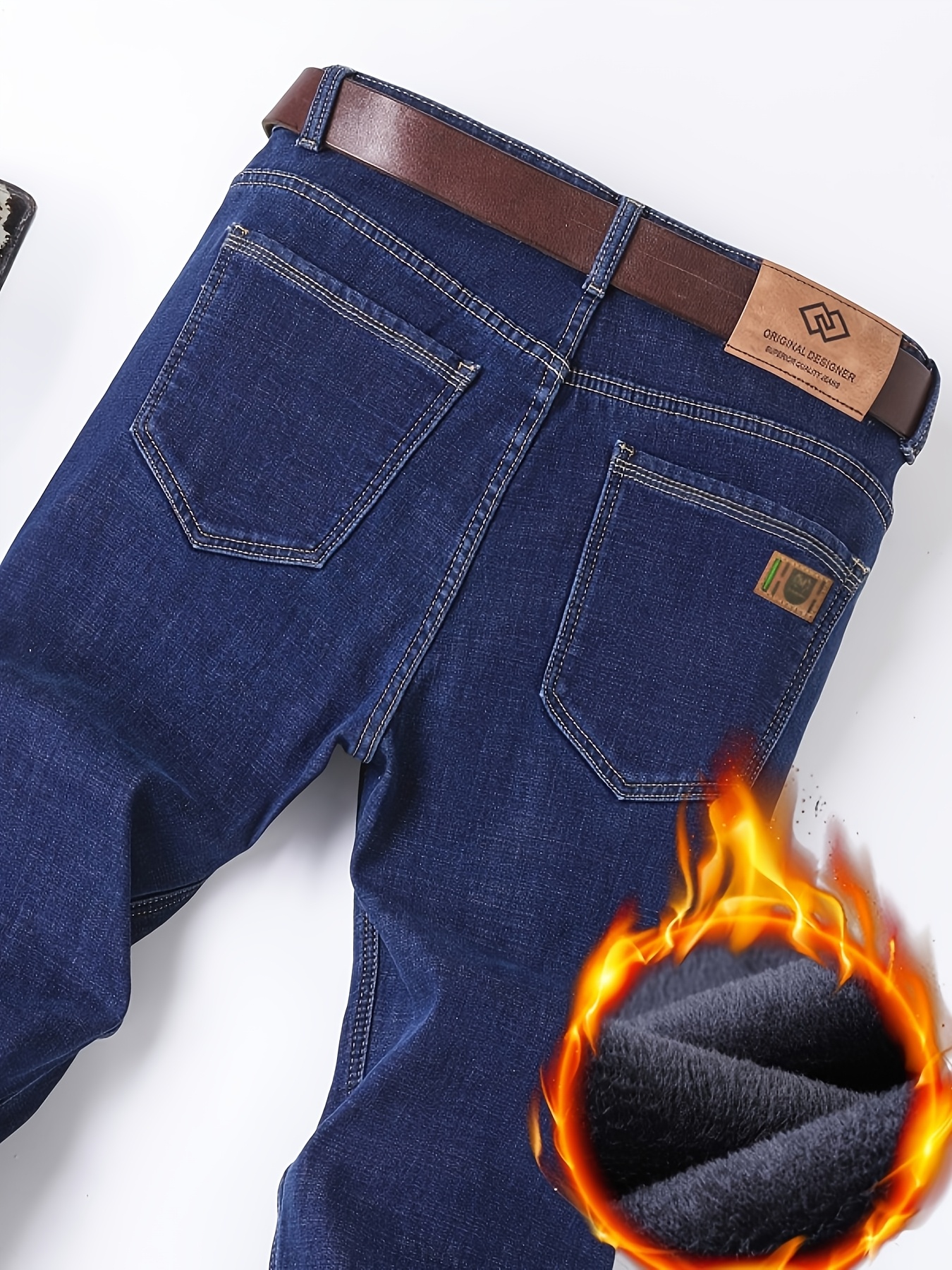 mens winter thermal fleece lined jeans heavy duty cotton Temu