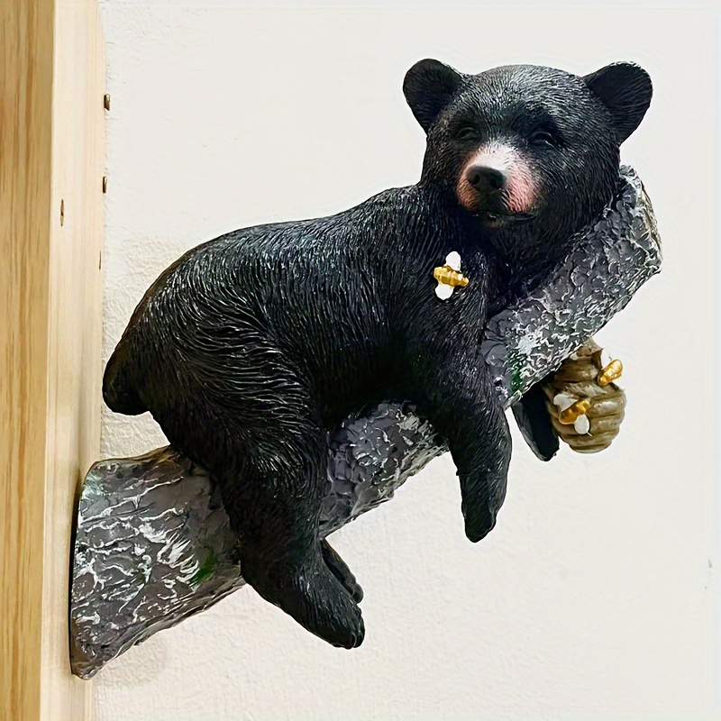 

Wall-mounted Resin Black Sculpture - Universal Holiday Theme Outdoor Home & Garden Tree Branch Animal Decor - Tree Trunk Bear Ornament For Courtyard & Patio Without Electricity Requirements