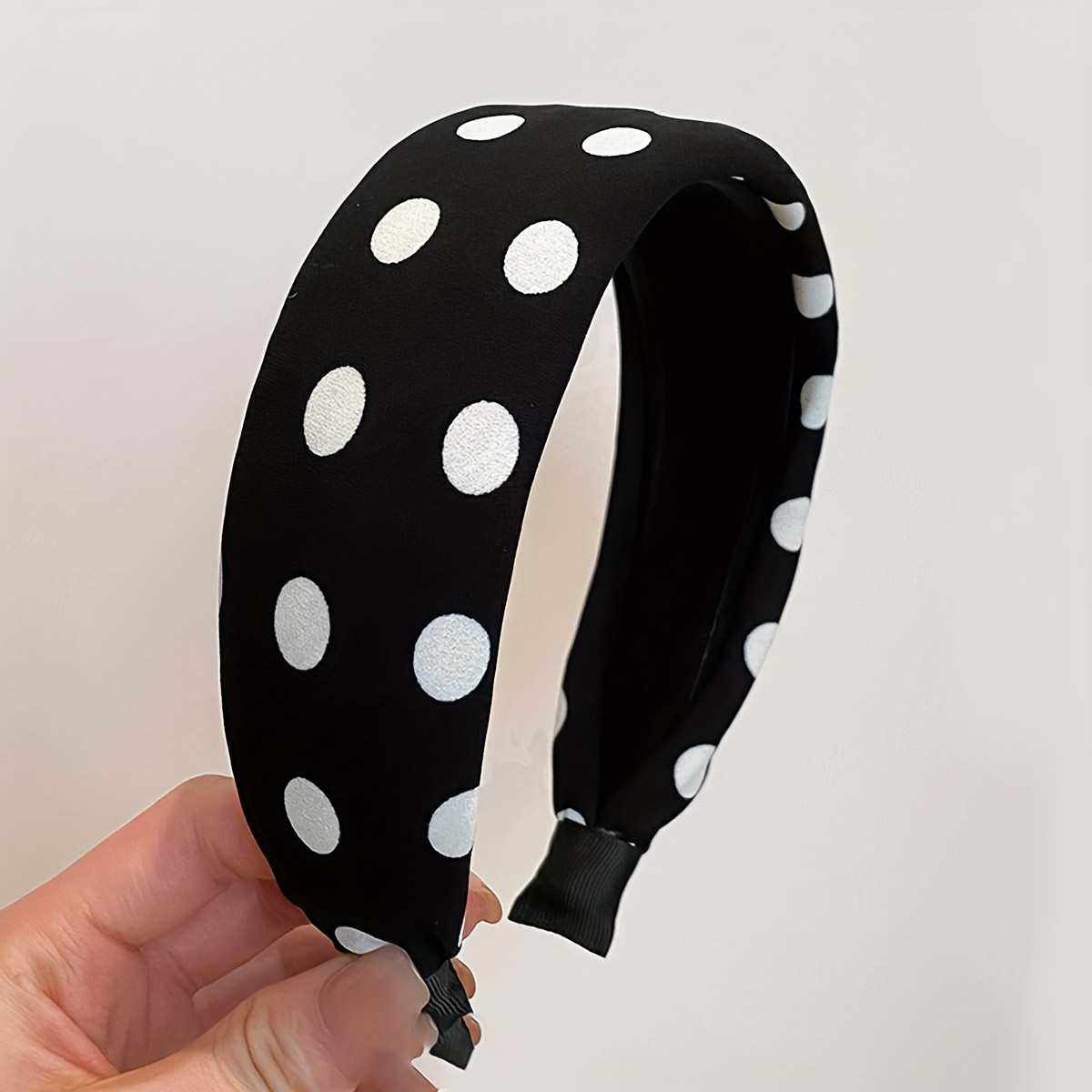 New Stylish Fabric Wide Polka Dot Headband For Women, Elegantly Designed To Cover Gray Hair, Sold As A Single Piece
