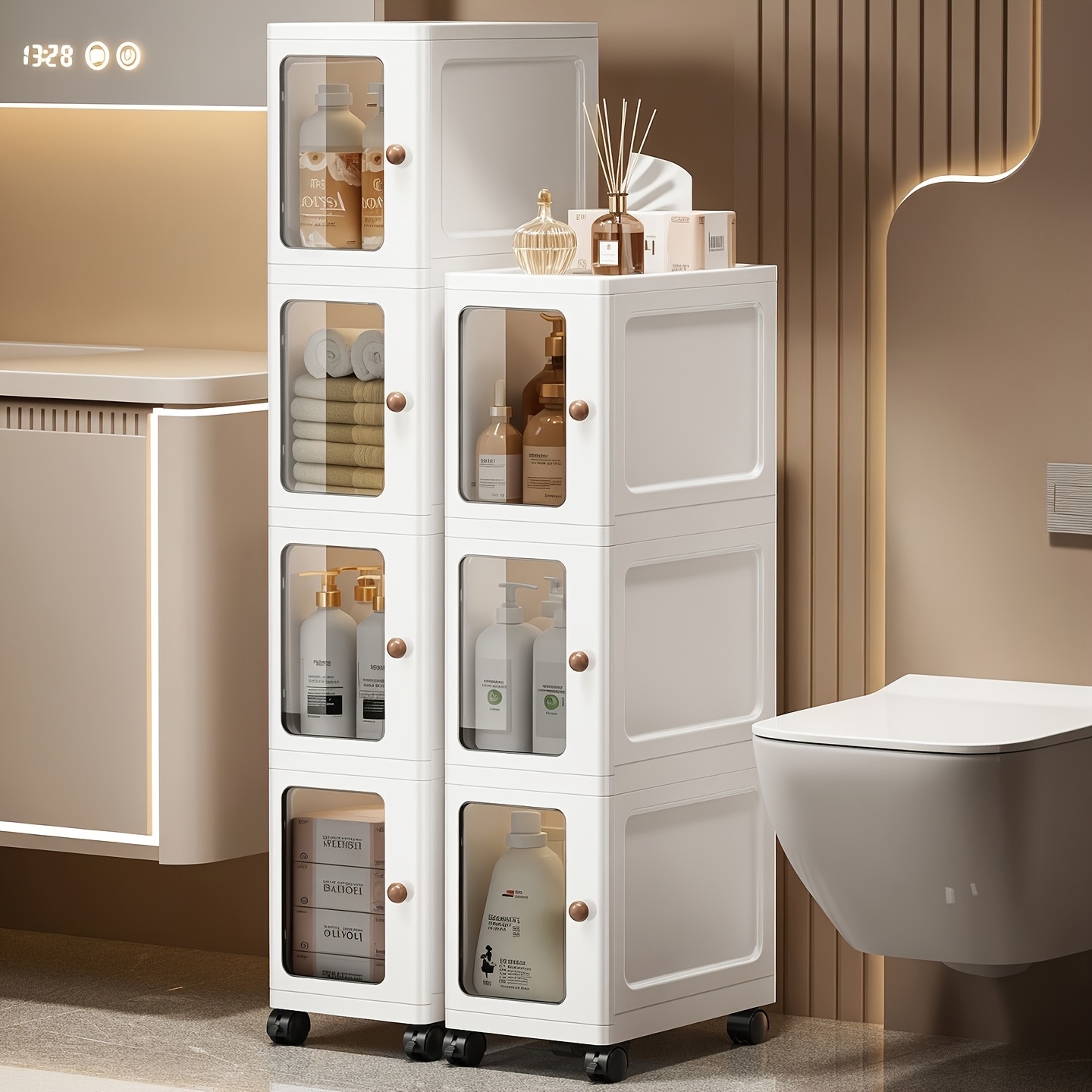 Plastic Multi-Layer Foldable Storage Cabinet for Bathroom