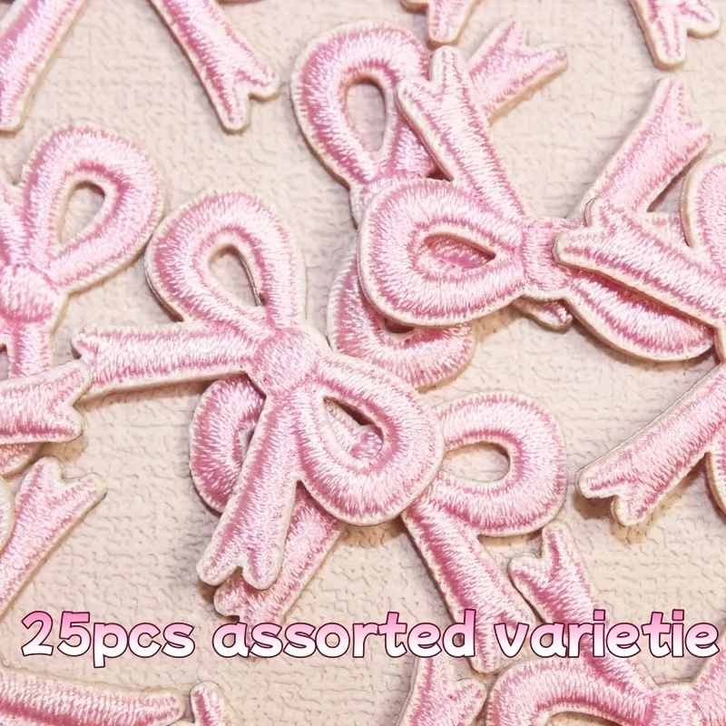 E-shop 25 Stück Rosa & Bunte Bügel-/Näh-Stickerei-Patches für Kleidung, Rucksäcke, Jacken, DIY-Bastelarbeiten – Vorgedruckte Stoffapplikationen mit