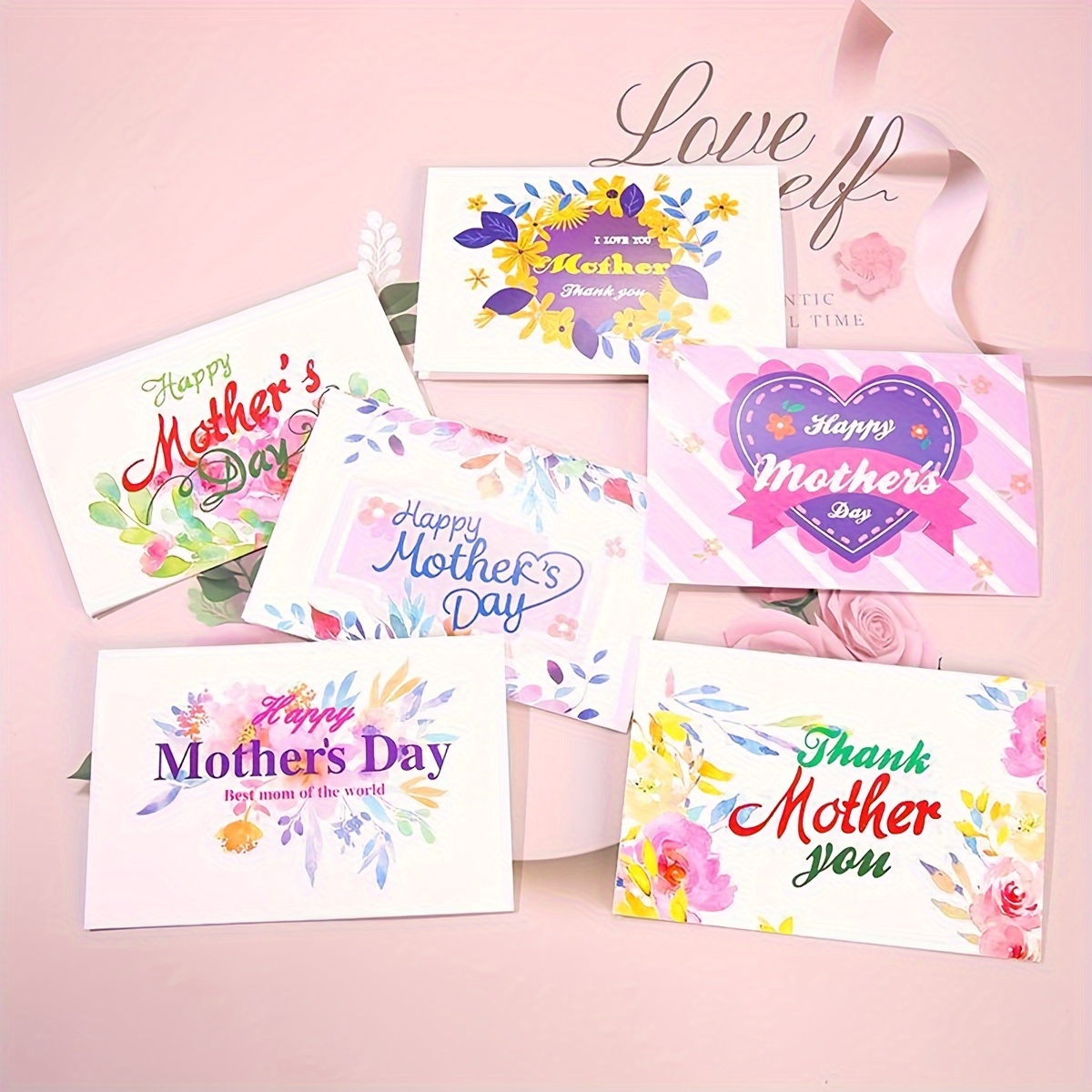 

10pcs Creative Mother's Day Thank You Greeting Cards Blessing Cards Flower Shop Birthday Thanksgiving Cards
