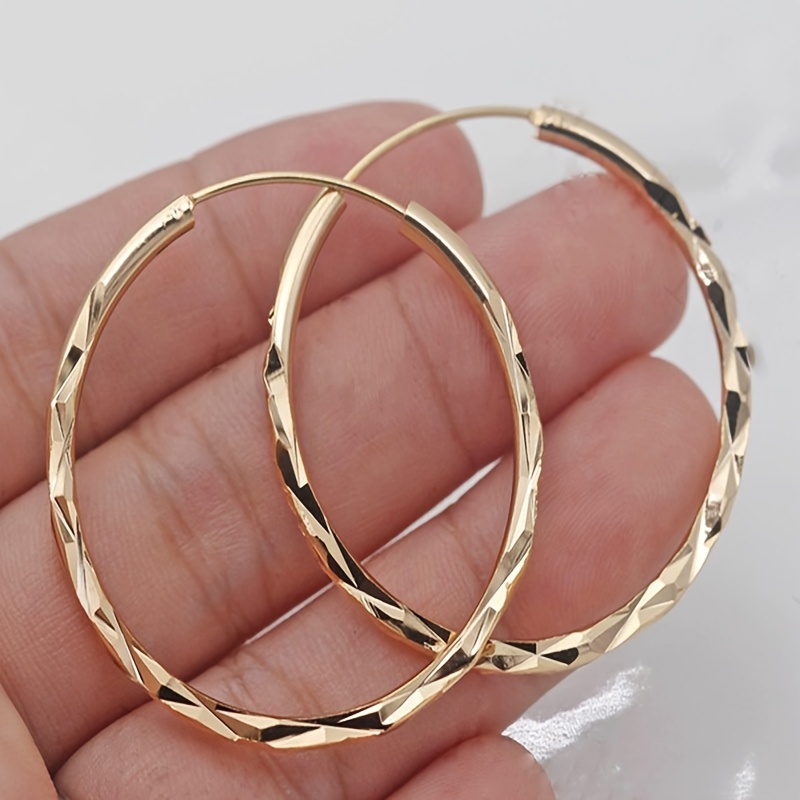 

Simple Golden Big Circle Hoop Earrings Plated Jewelry For Women