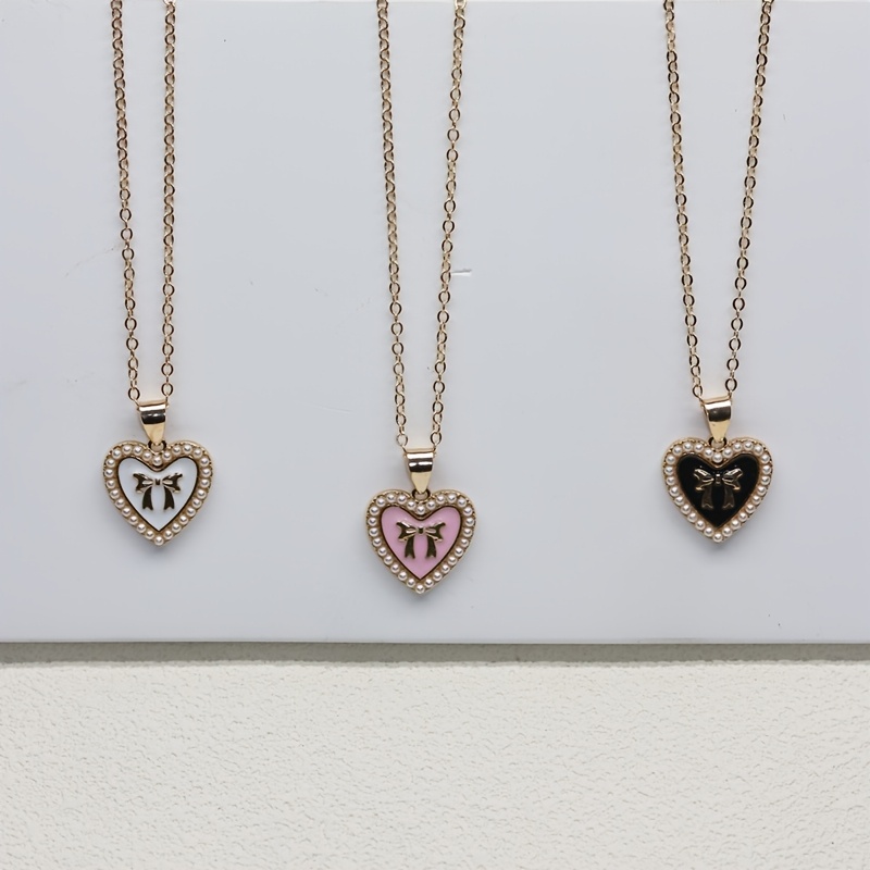 Heart Bow Necklace, Elegant Gift for Her