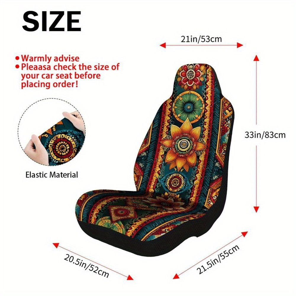 TEMU Set , Coprisedili Auto con Design Bohemien, Compatibili con la Maggior Parte di e Camion, Lavabili in Lavatrice, Stile Streetwear di Tendenza,