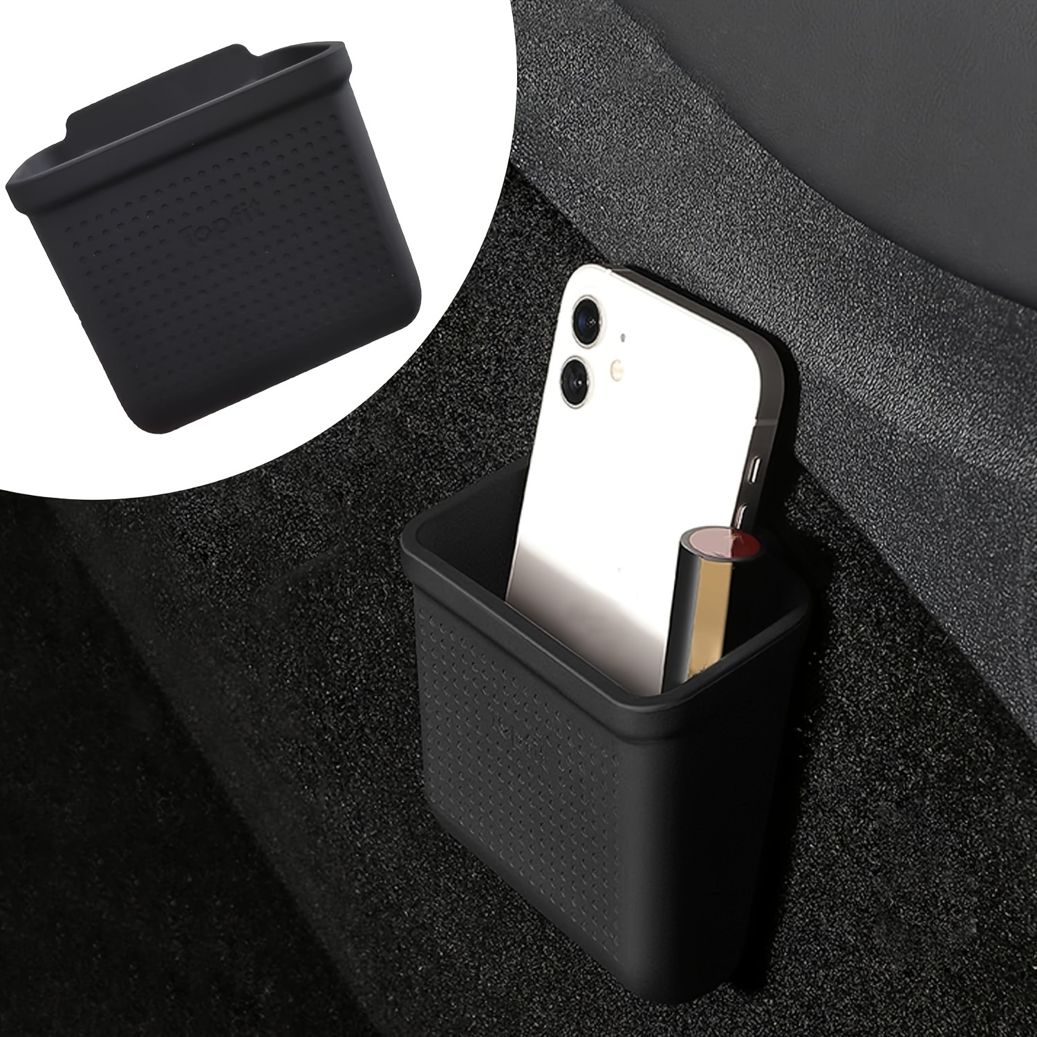 

For Tesla For Model Y 3 Accessories Center Console Organizer Tray Storage Box Cell Phone Pocket Silicone Hook Bag Sunglasses Holder Coin Case For Flocking